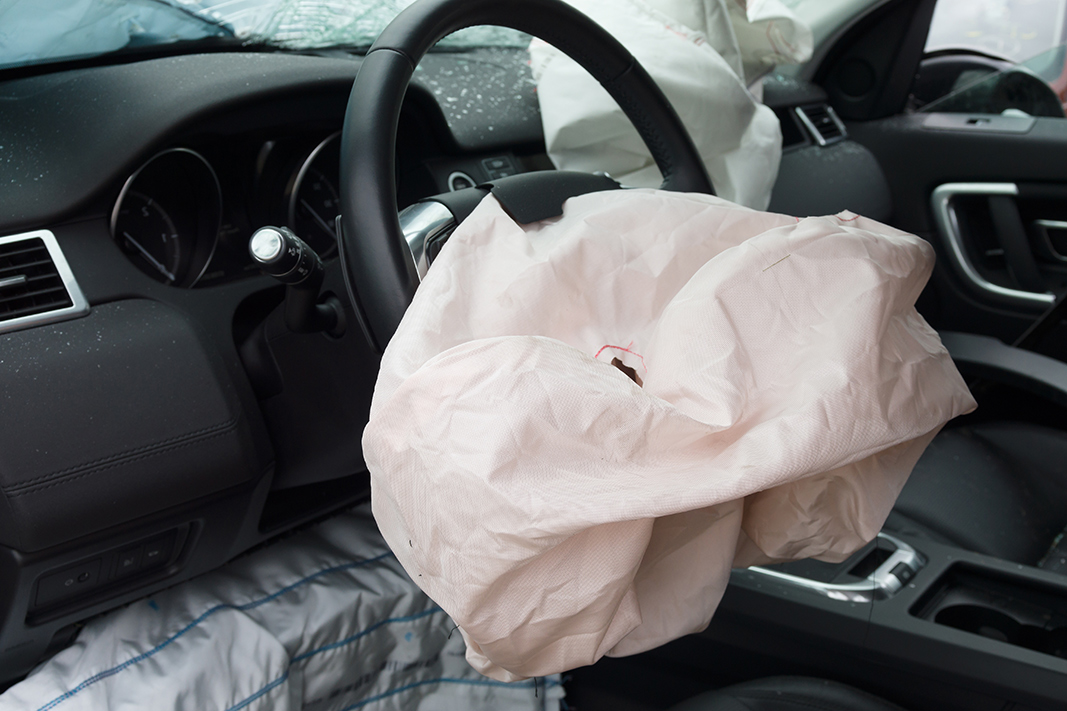 Car with airbag deployed